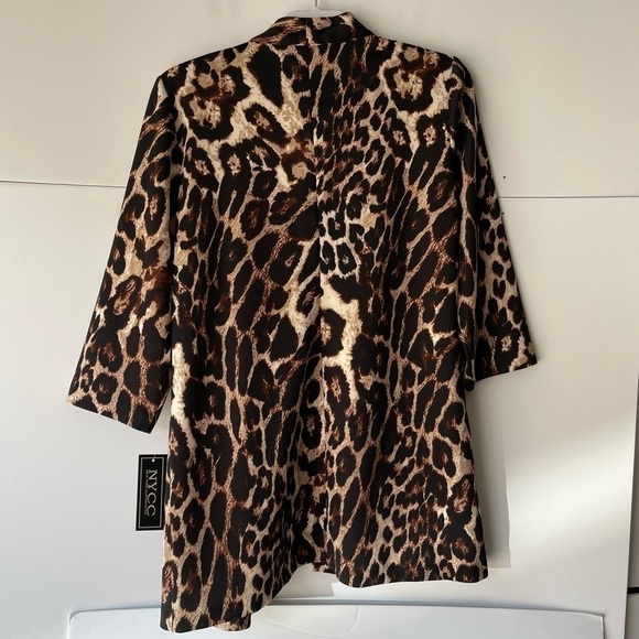 NYCC Women's' Long Leopard Animal Print Blazer Jacket Cardigan Open Front, Sz M - Picture 4 of 7